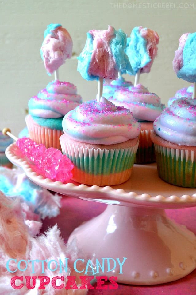 85 Fun Easy Cupcake Decorating Ideas 64 COTTON CANDY CUPCAKES