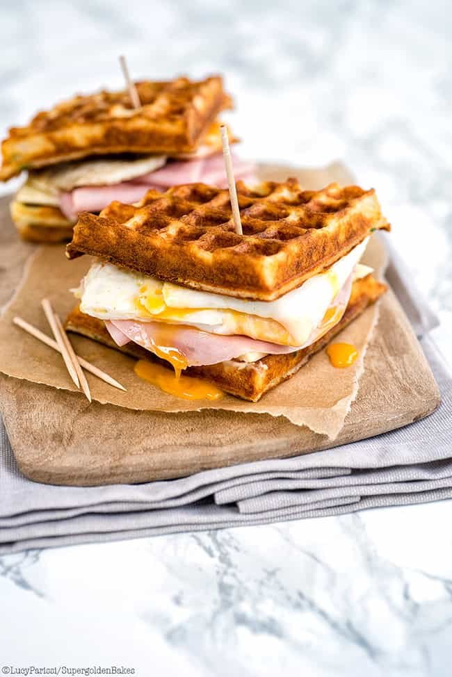 Parmesan waffles ham cheese egg sandwich 1 s