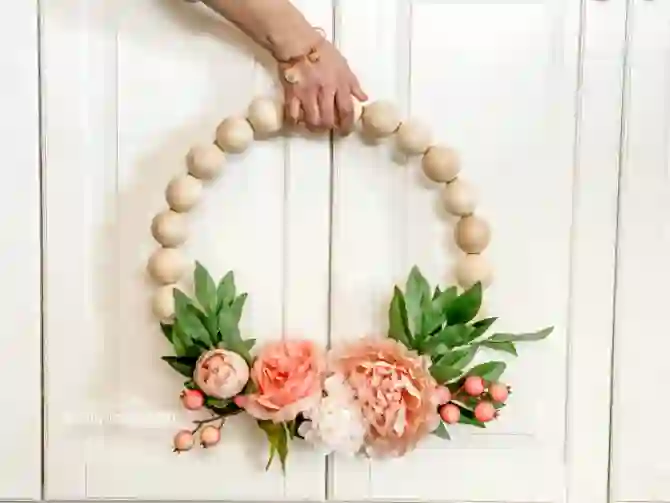1. DIY Wood Bead Floral Wreath