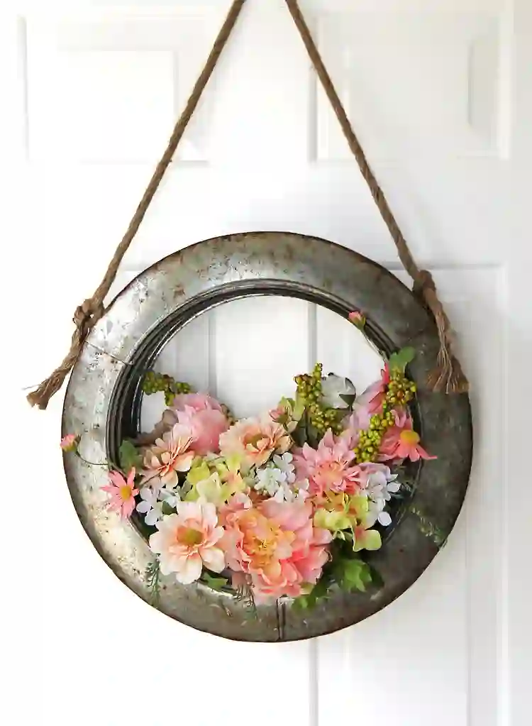 4. Farmhouse Style Tire Wreath