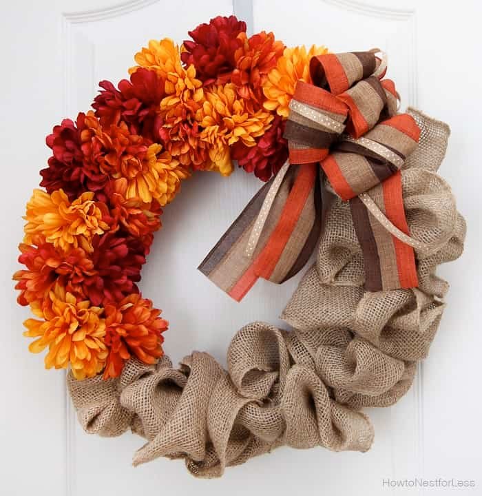 15 Best Thanksgiving Wreaths 15 fall flower and burlap wreath