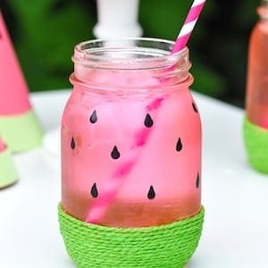 1 Watermelon themed DIY birthday party drinking glasses by Karas Party Ideas Kara Allen KarasPartyIdeas.com MichaelsMakers Youre one in a melon 17