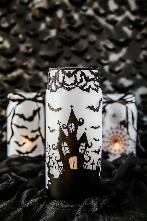 Haunted house mason jar