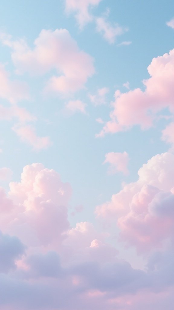Blue and pink pastel clouds in the sky