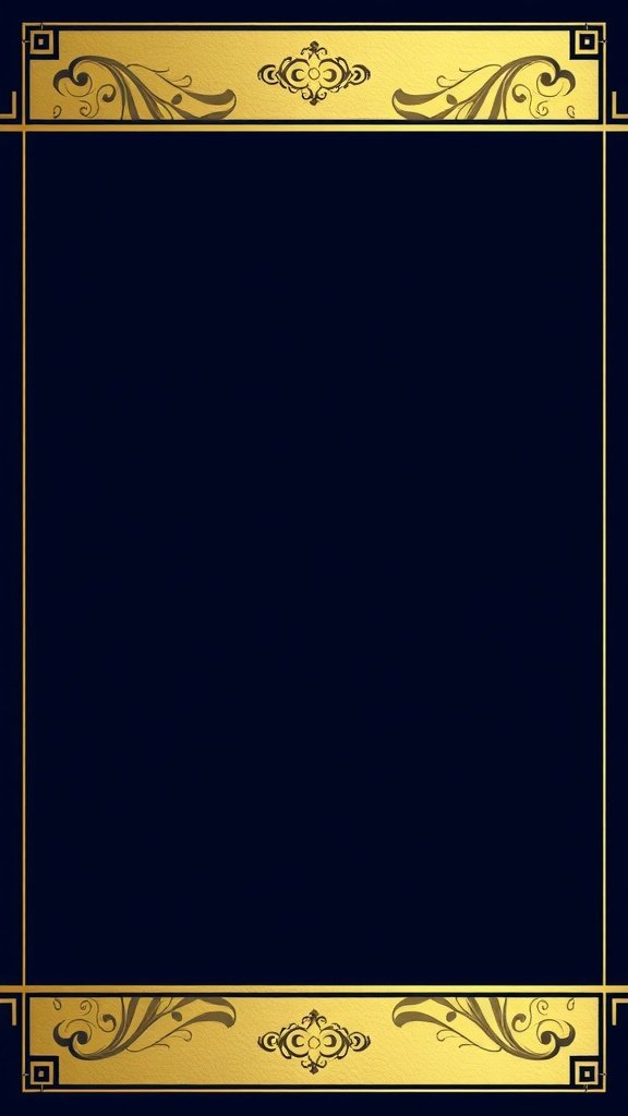 A classic business invitation design featuring a deep blue background with elegant gold accents.