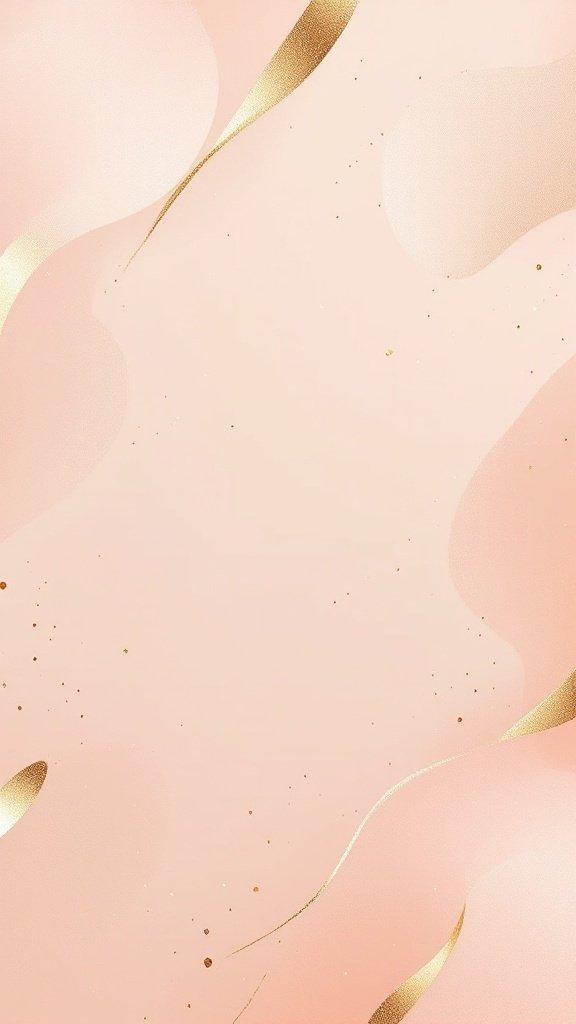 Peach wallpaper with gold foil accents.