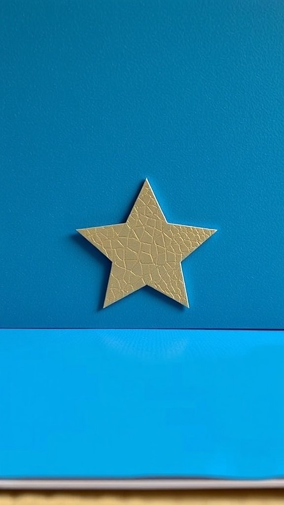 A pop-up star card featuring a gold star on a blue background.