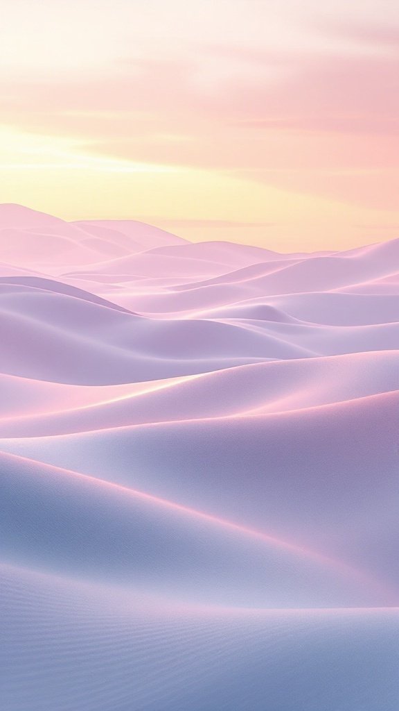 Soft yellow and pink horizon over gentle waves